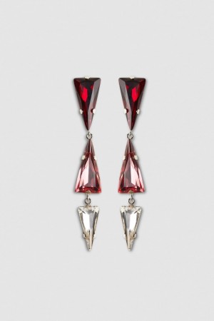 Patrizia Pepe Brass Earrings With Rhinestones Pembe | MSJ641380