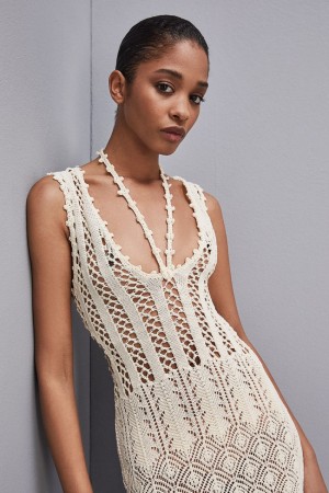 Patrizia Pepe Crochet-effect Dress Made Of Recycled Nylon Beyaz | LHO851739