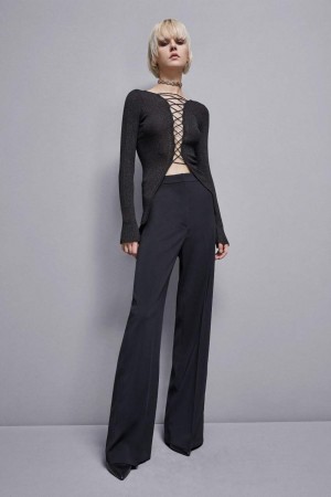 Patrizia Pepe Essential Crepe Palazzo-fit Pants Siyah | LTQ824907