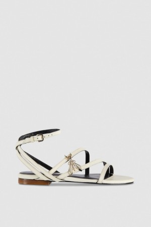 Patrizia Pepe Flat Leather Sandals Bej Rengi | VFH192085