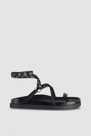 Patrizia Pepe Flat Sandals With Laces Siyah | GQC326489