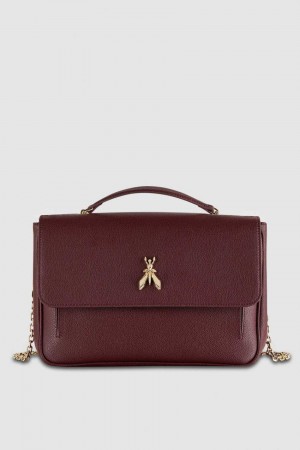 Patrizia Pepe Fly Leather Shoulder Bag With Chain Mor | AYE935170