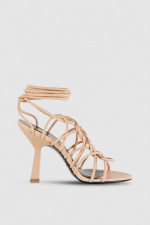 Patrizia Pepe Heeled Ankle Sandals Bej Rengi | BEO407125