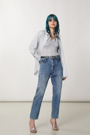 Patrizia Pepe High Waist Denim Pants Mavi | PRS065713