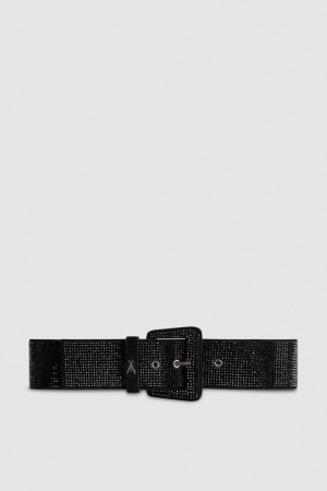 Patrizia Pepe High-waisted Belt With Rhinestones Siyah | NFR032968