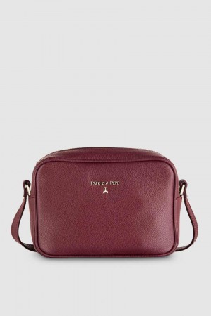 Patrizia Pepe Leather Camera Bag With Inside Pocket Mor | UAT782956