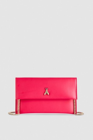 Patrizia Pepe Leather Clutch Bag With Chain Shoulder Strap Pembe | PGA310275