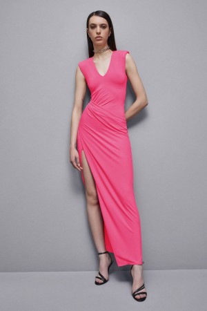 Patrizia Pepe Long Crape Dress With Draping Pembe | LKJ780245