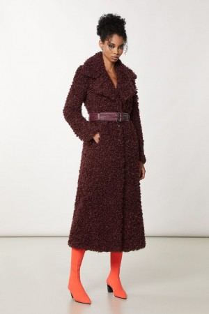 Patrizia Pepe Long Fluffy Coat With Belt Mor | MFB083246