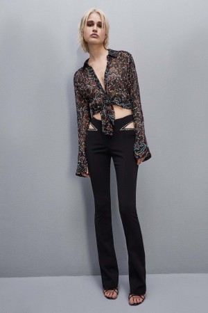 Patrizia Pepe Long-sleeved Printed Shirt Siyah | EOH684271