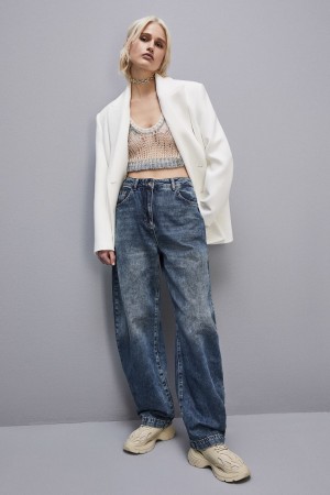 Patrizia Pepe Low Waist Balloon Denim Pants Açık Mavi | WZR018356