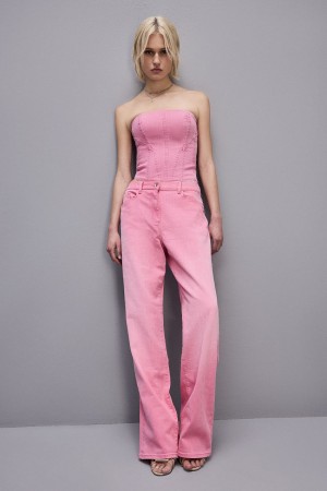 Patrizia Pepe Low Waist Straight Pants Pembe | INY579302