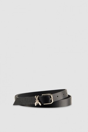 Patrizia Pepe Low-waist Hammered Leather Belt Siyah | TNE423759