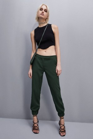 Patrizia Pepe Low-waisted Crepe Jogger Pants Yeşil | WXE471095