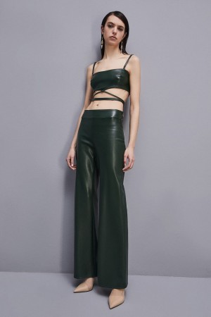 Patrizia Pepe Low-waisted Palazzo Fit Pants Yeşil | YFD169024