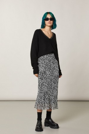 Patrizia Pepe Patterned Midi Skirt Beyaz | WXN794013