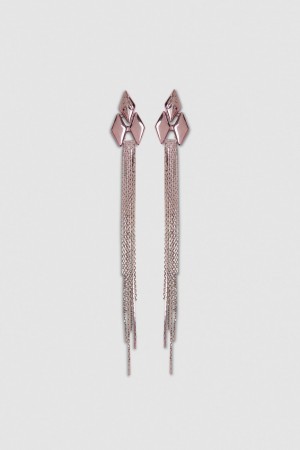 Patrizia Pepe Pendant Earrings With Micro Fly Links And Metal Fringing Pembe | AEX324567