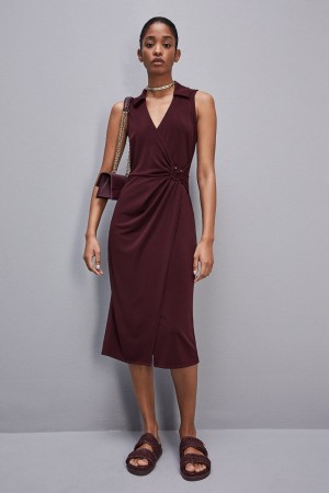 Patrizia Pepe Sleeveless Midi Jersey Dress Mor | IJM358174