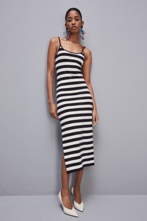 Patrizia Pepe Slim Jersey Dress With Cotton Straps Beyaz | ILZ582364