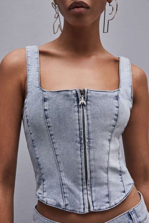 Patrizia Pepe Stretch Denim Top Açık Mavi | TDX481765