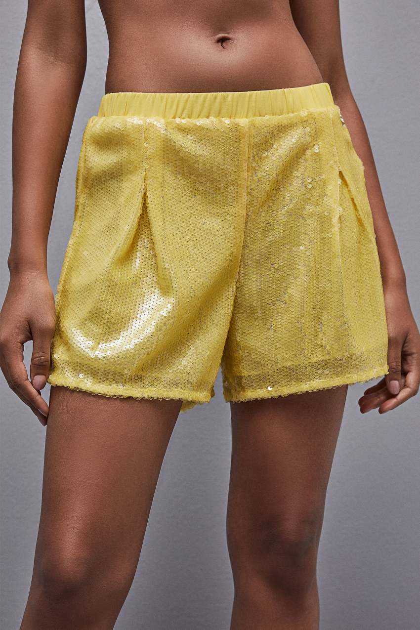 Patrizia Pepe All-over Sequin Short Sarı | UWX621039