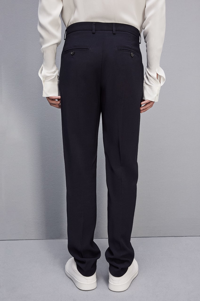 Patrizia Pepe Classic Viscose Twill Pants Mavi | YOM942063