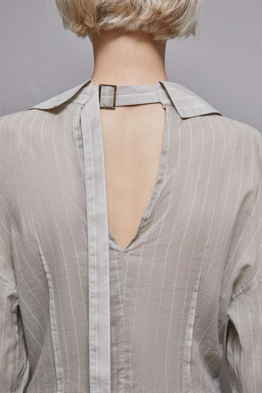 Patrizia Pepe Cotton Pinstripe Shirt Gri | KNB576280