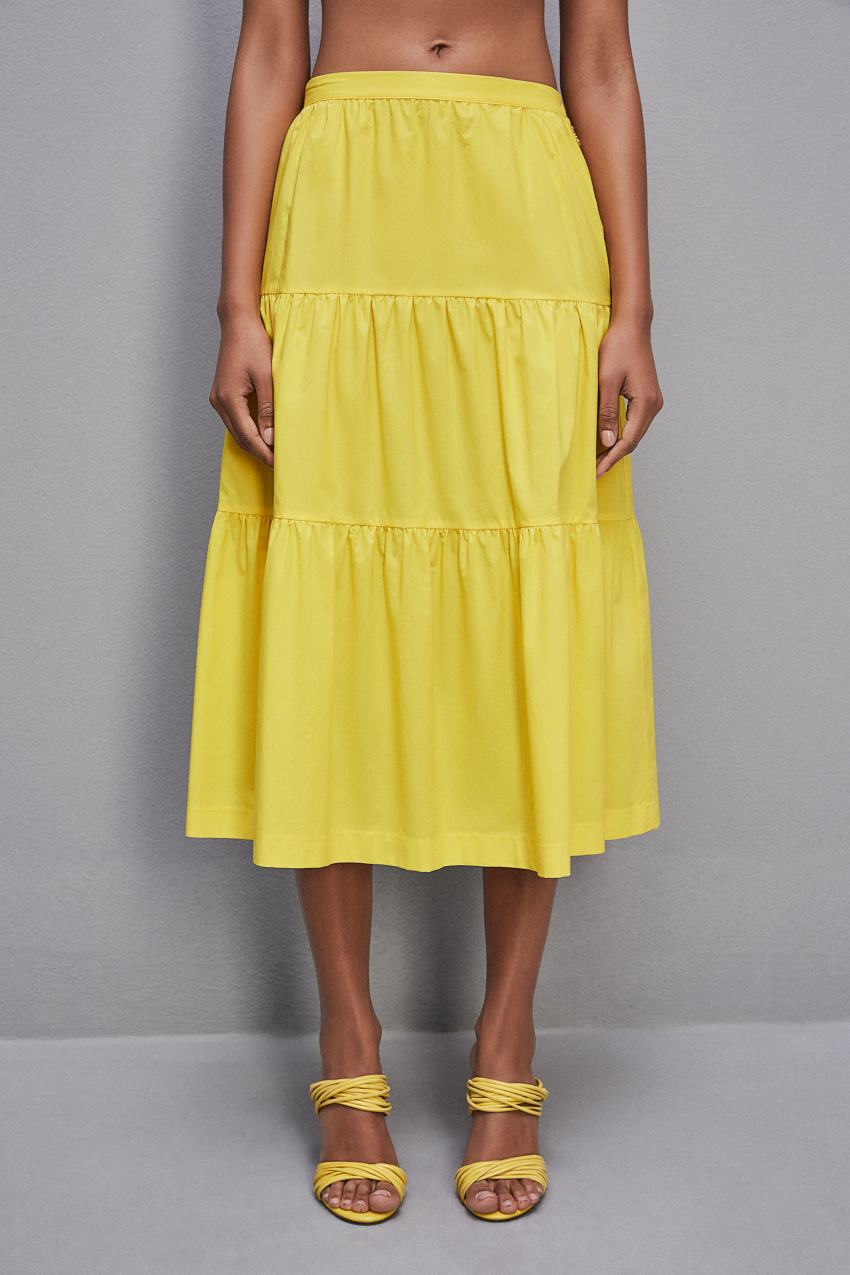 Patrizia Pepe Cotton Poplin Midi Skirt Sarı | QRE140862