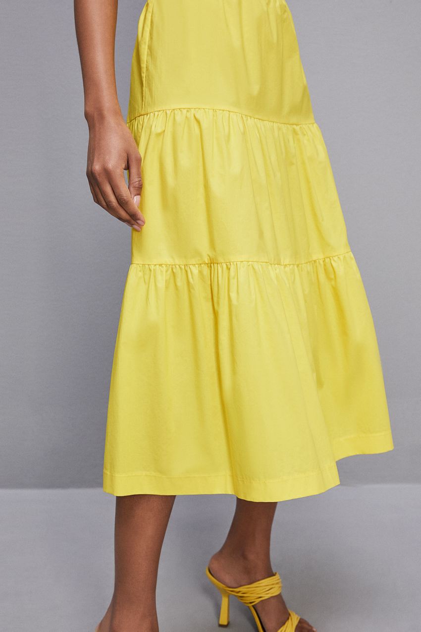 Patrizia Pepe Cotton Poplin Midi Skirt Sarı | QRE140862