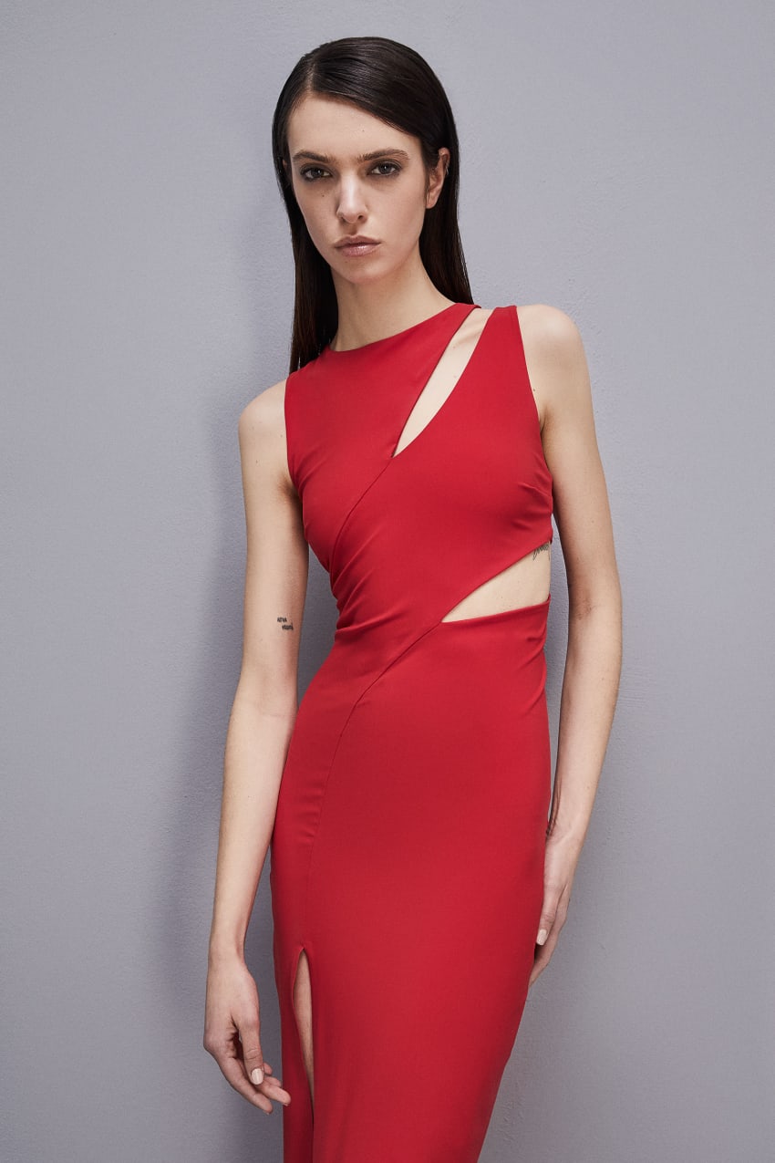 Patrizia Pepe Cut-out Jersey Dress Kırmızı | ZGI593876