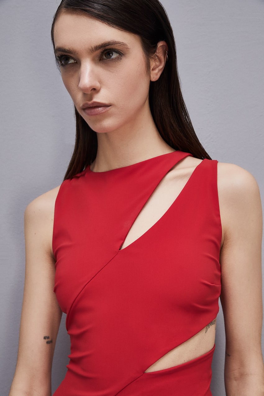 Patrizia Pepe Cut-out Jersey Dress Kırmızı | ZGI593876