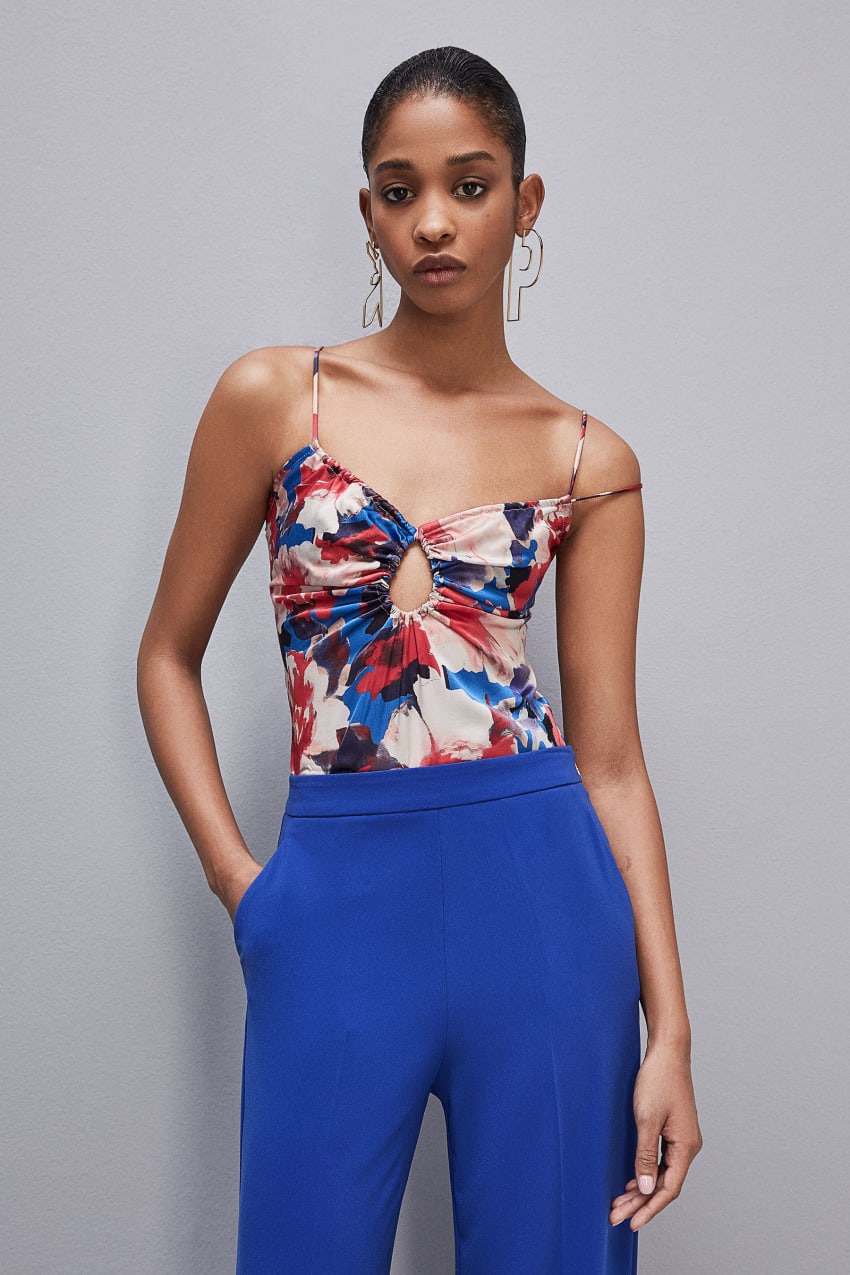 Patrizia Pepe Cut-out Top With Straps In Viscose Satin Renkli | PIM581930