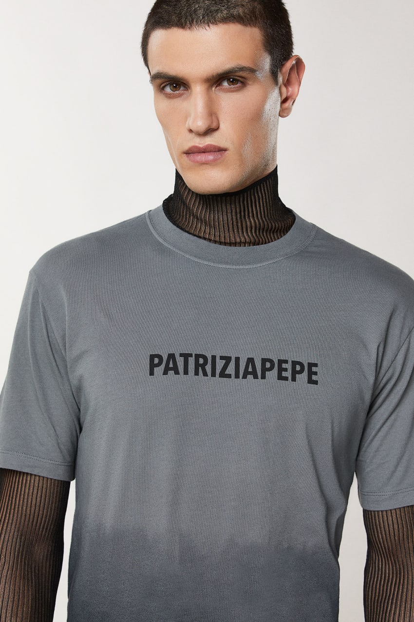 Patrizia Pepe Degradé Cotton T-shirt Gri | IZL182540