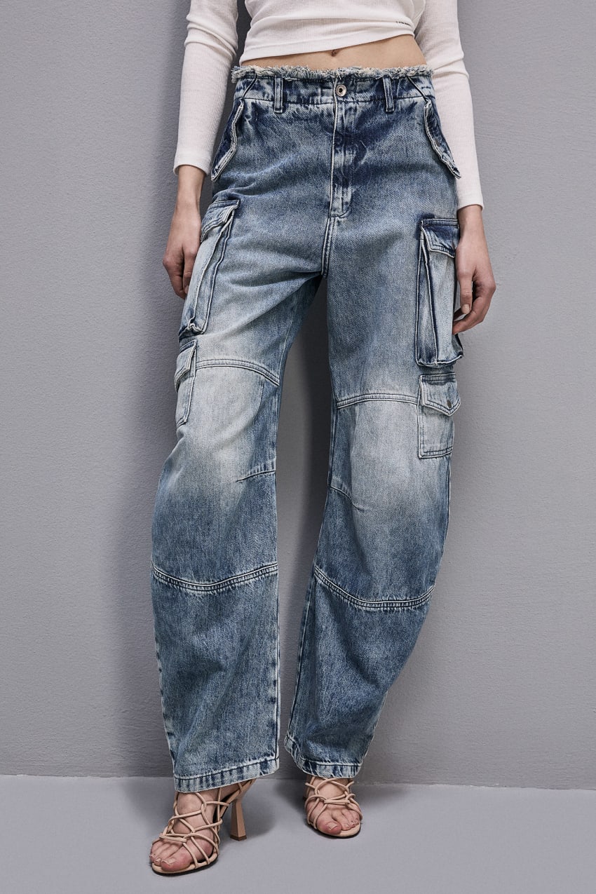 Patrizia Pepe Denim Cargo Pants Açık Mavi | KIZ568473