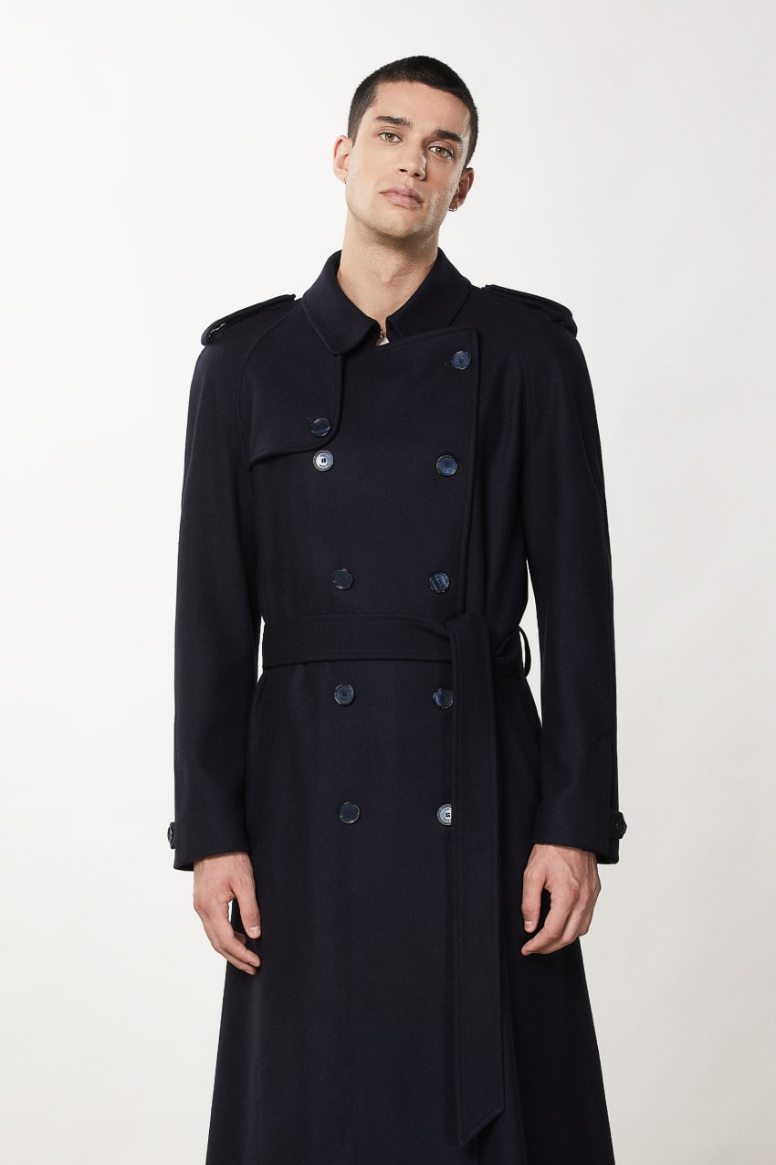 Patrizia Pepe Double-breasted Wool-blend Trench Coat Mavi | WMB703295