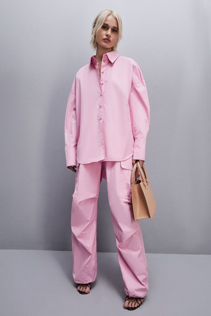 Patrizia Pepe Essential Cotton Over Shirt Pembe | KSQ869342