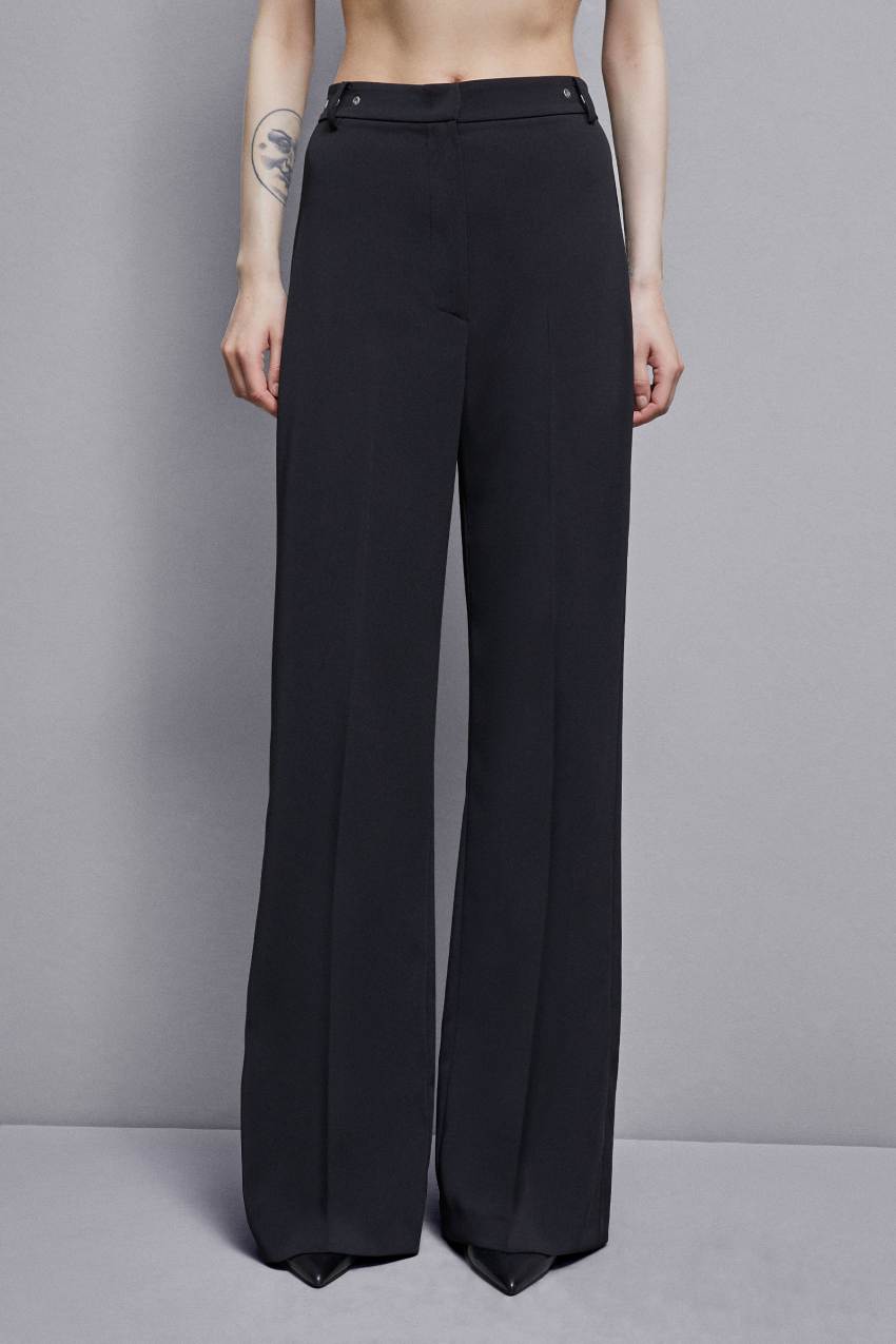 Patrizia Pepe Essential Crepe Palazzo-fit Pants Siyah | LTQ824907