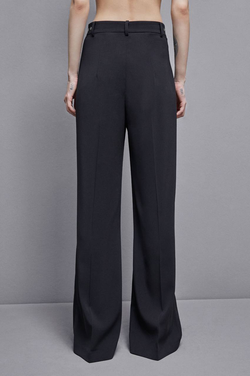 Patrizia Pepe Essential Crepe Palazzo-fit Pants Siyah | LTQ824907