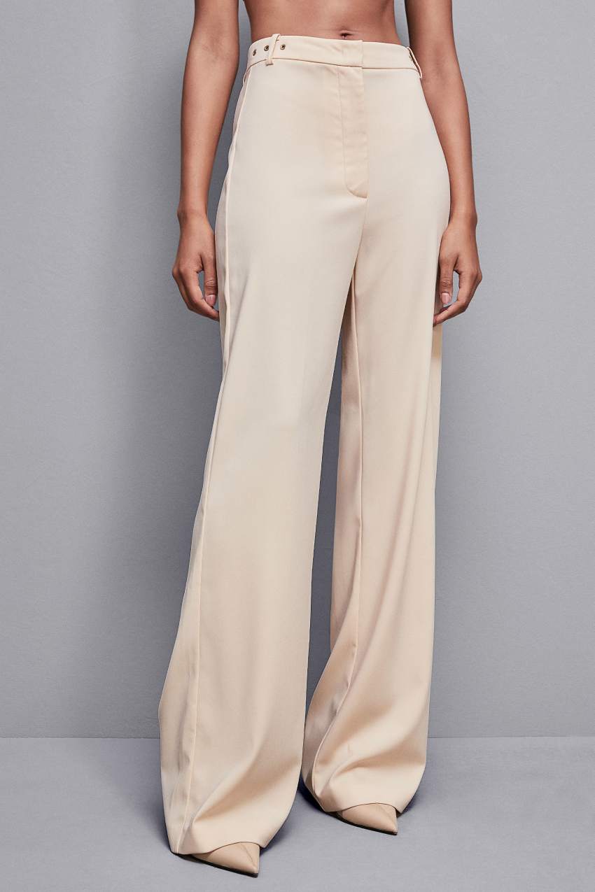 Patrizia Pepe Essential Crepe Palazzo-fit Pants Bej Rengi | JWA731926