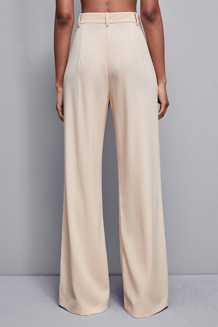 Patrizia Pepe Essential Crepe Palazzo-fit Pants Bej Rengi | JWA731926