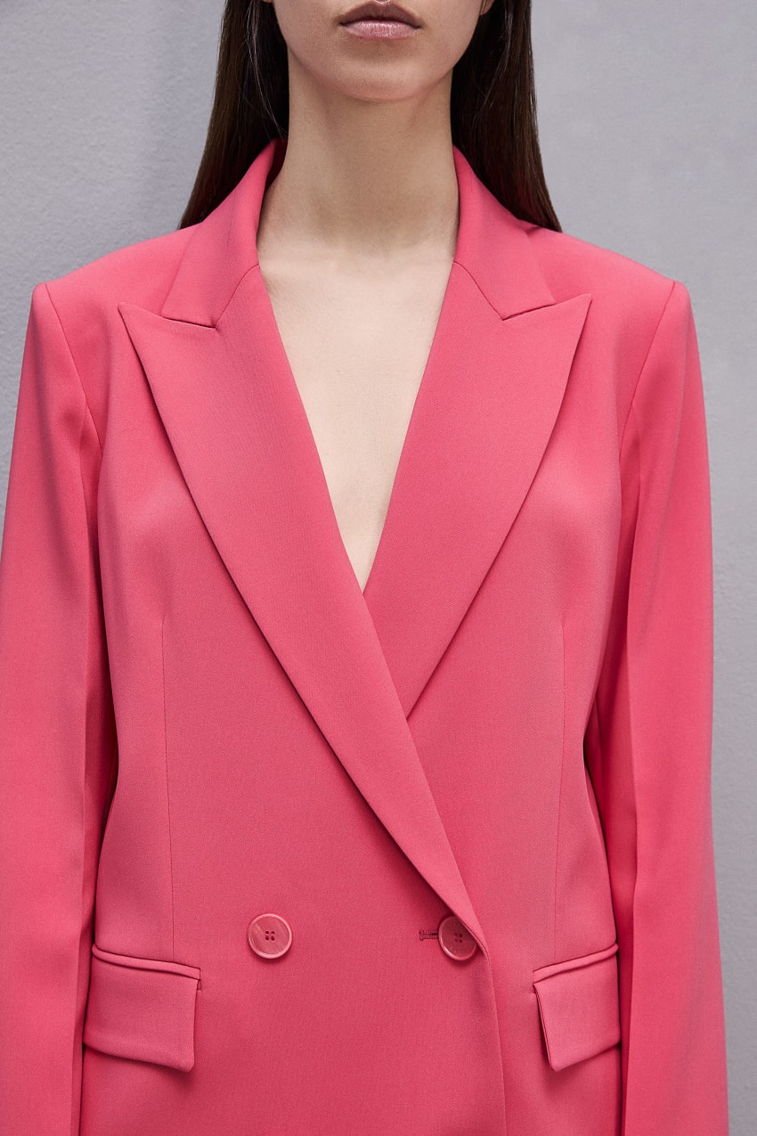 Patrizia Pepe Essential Double-breasted Jacket Pembe | MZC607948