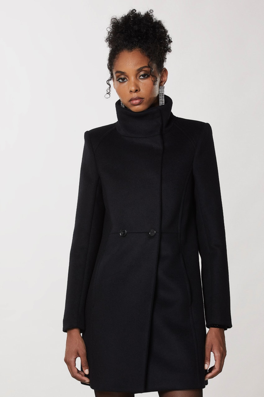 Patrizia Pepe Essential High Neck Coat Siyah | PGY204871