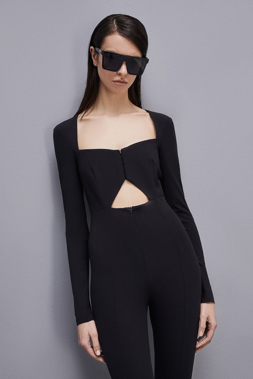 Patrizia Pepe Essential Long-sleeved Jumpsuit Siyah | FUV037591