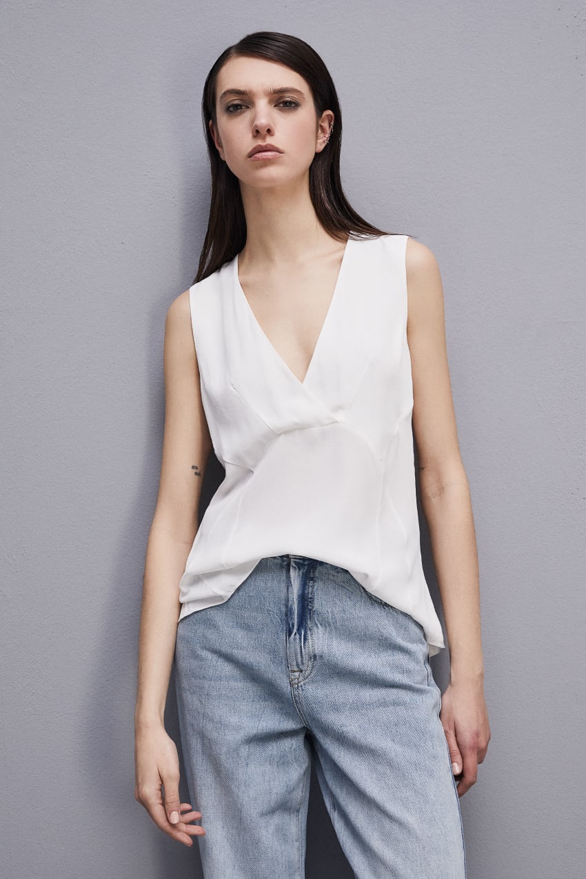 Patrizia Pepe Essential Sleeveless Top Beyaz | WZI890762