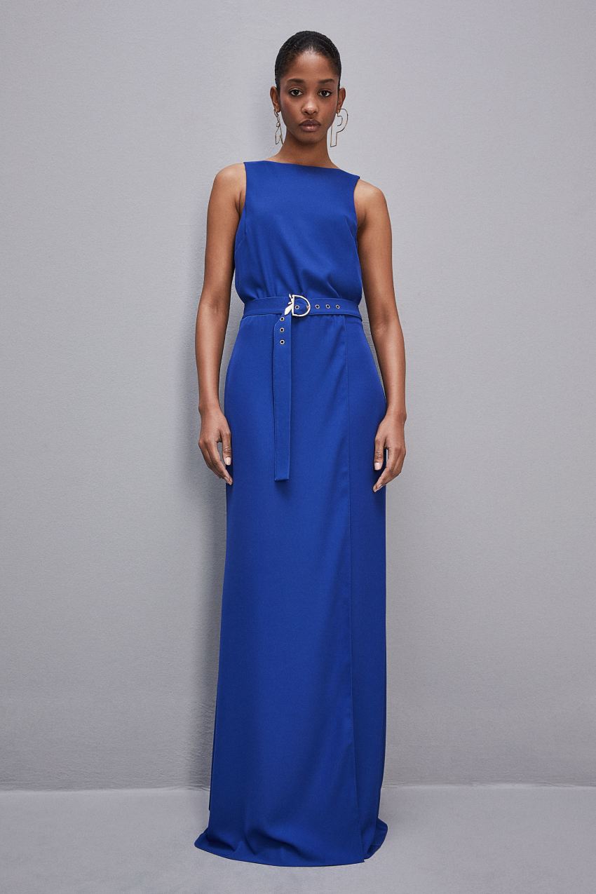 Patrizia Pepe Extra Long Soft Sleeveless Dress In Twill Açık Mavi | TBD739018