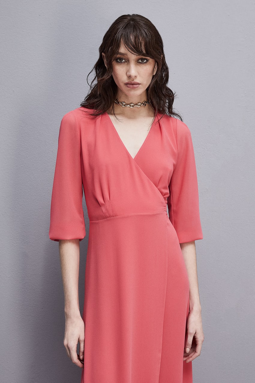 Patrizia Pepe Extra Long Wrap Dress In Georgette Pembe | YLO184925