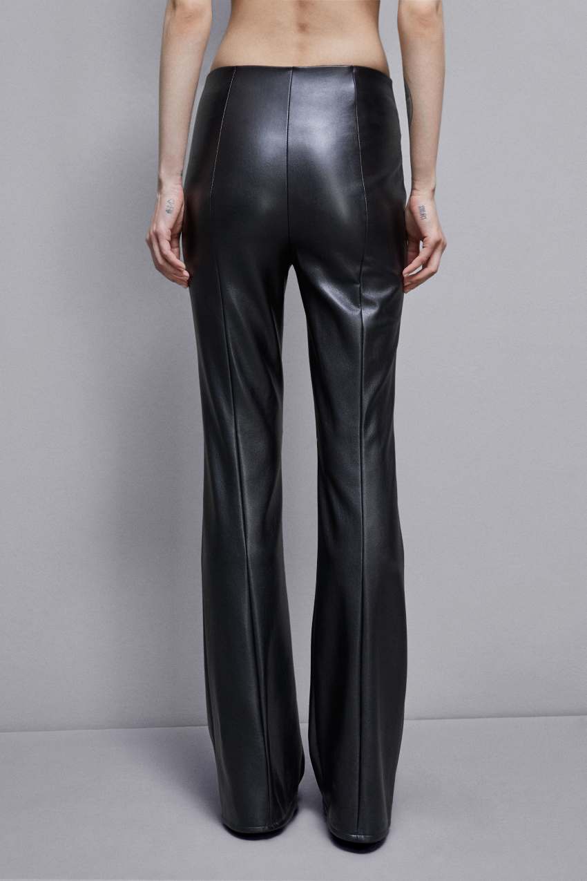 Patrizia Pepe Faux Leather High-waisted Flared Pants Siyah | THJ460173