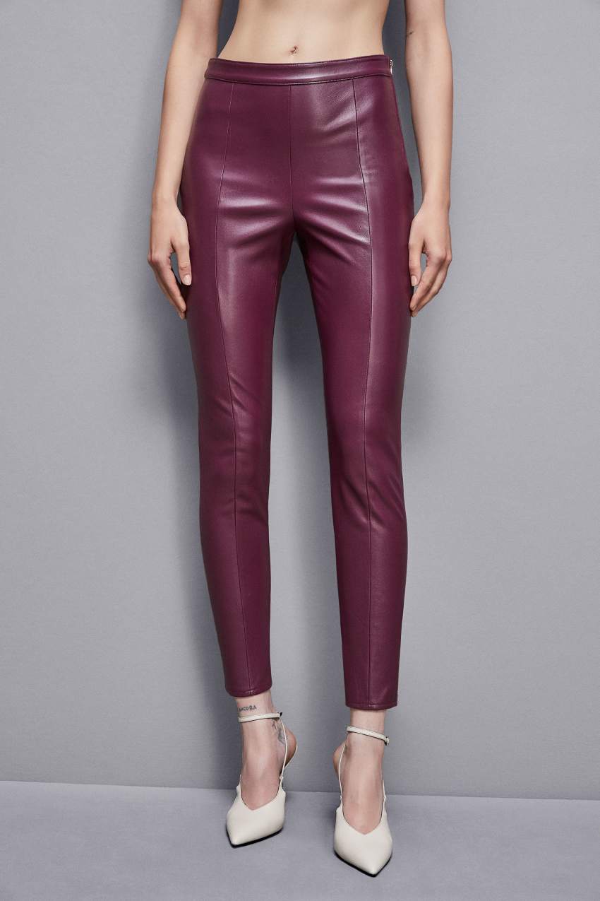 Patrizia Pepe Faux Leather Leggings Mor | HLY520864