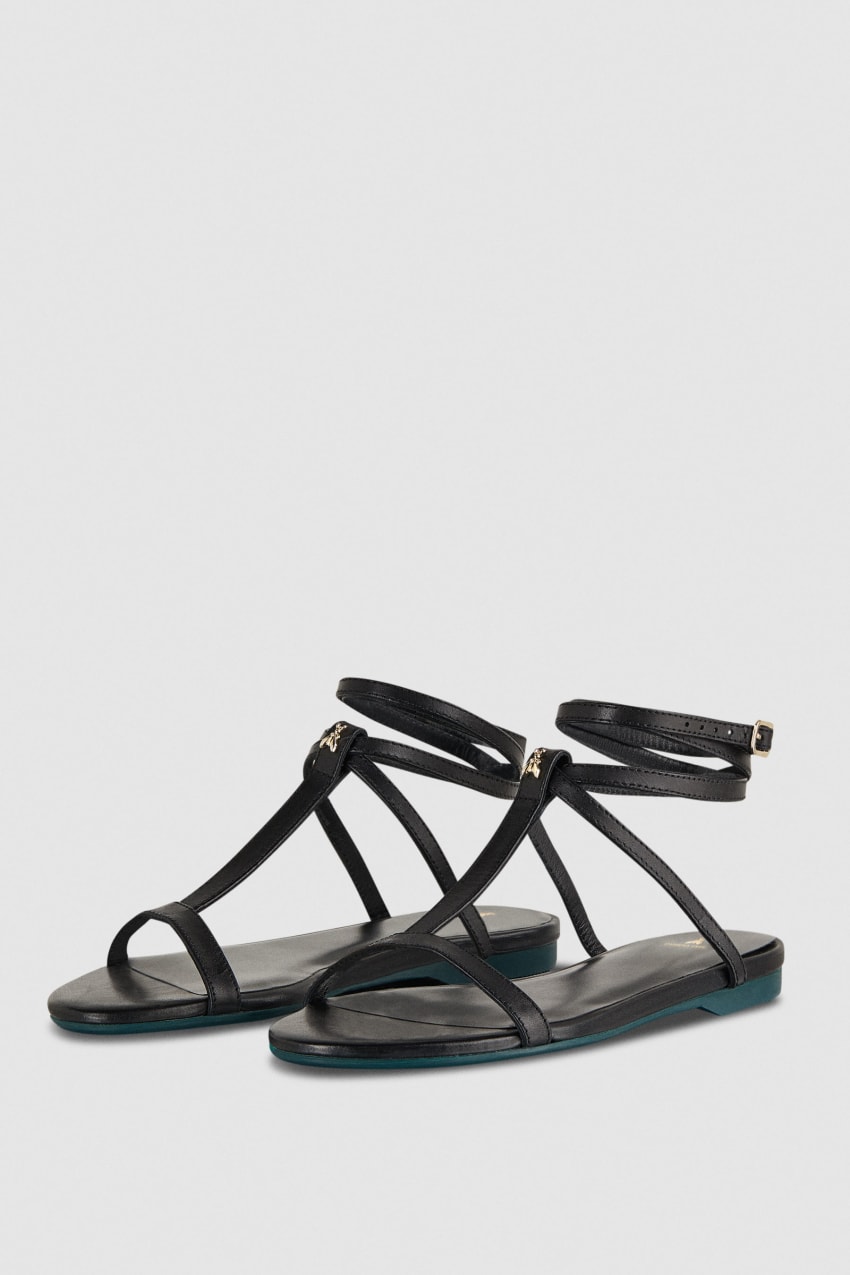 Patrizia Pepe Flat Sandals With Ankle Strap Siyah | VUG528793