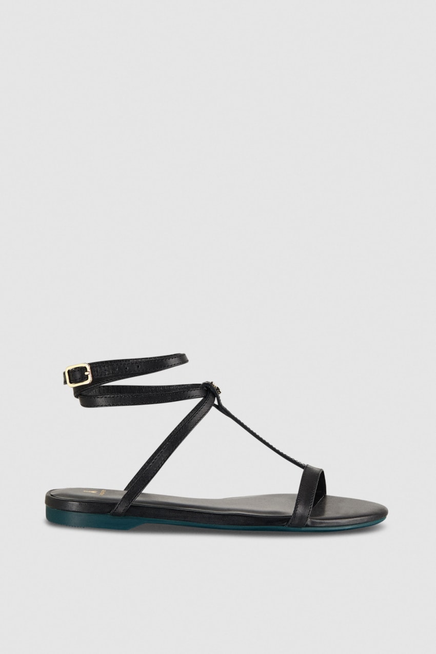 Patrizia Pepe Flat Sandals With Ankle Strap Siyah | VUG528793